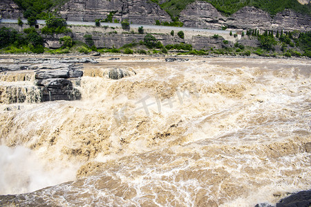 瀑布中午黄河河流静态摄影图配图