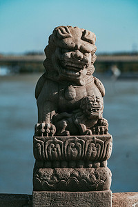 国庆七天乐摄影照片_红色旅游白天卢沟桥的狮子室外无摄影图配图
