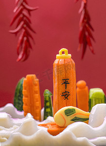 蔬菜春节蔬果创意交通工具食材摄影图配图