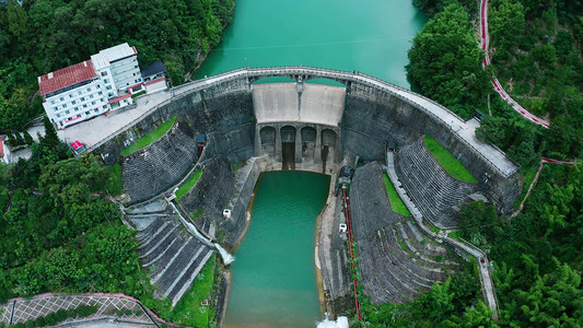 航拍水库大坝堤坝水利工程建筑