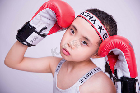 拳击运动自由搏击少儿健身摄影图配图