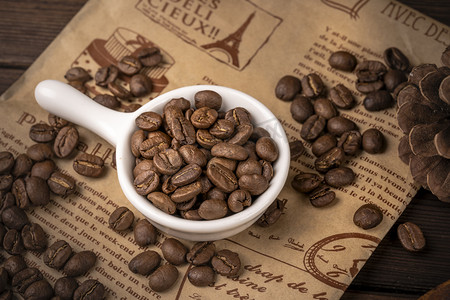 咖啡原材料香浓咖啡豆食材摄影图配图