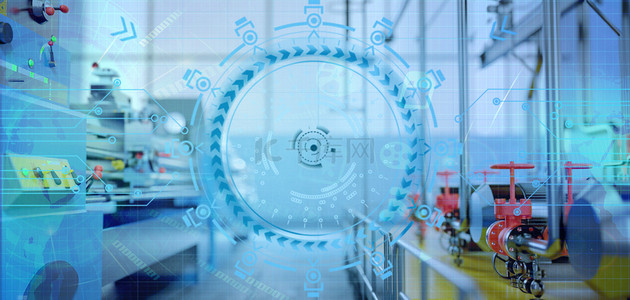 工业科技风背景图片_工业科技机器蓝色商务主题背景