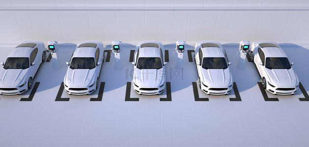 未来汽车背景图片_C4D智能汽车充电汽车浅色