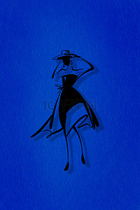 潮流时尚蓝色背景图片_克莱因蓝手绘时尚服装清新背景