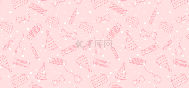 生日蛋糕背景图片_粉色多彩的生日平铺背景