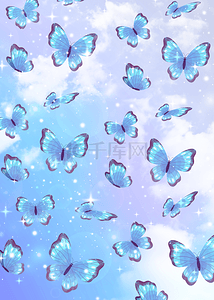 蓝色蝴蝶贴图光效彩色蝴蝶背景