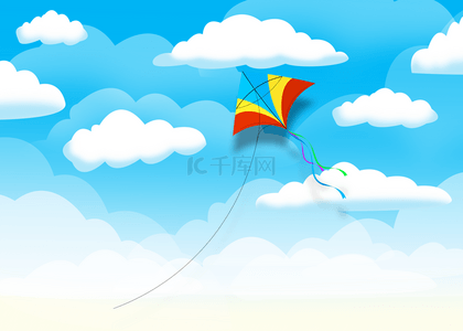风筝的背景背景图片_一个的天空风筝飞行背景