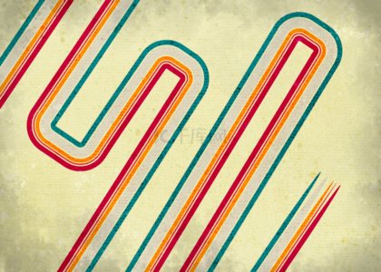 扭曲的三色条纹彩带70年代复古背景