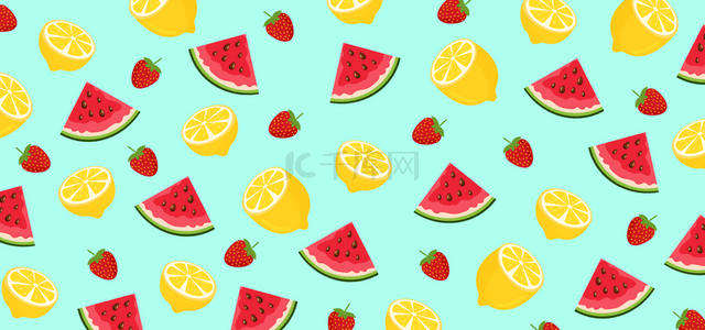 夏季水果手绘背景图片_夏季水果西瓜柠檬插图
