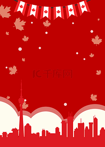 加拿大背景图片_加拿大红色简约庆祝背景
