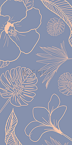 植物素雅背景图片_紫色素雅莫兰迪植物线稿手机壁纸