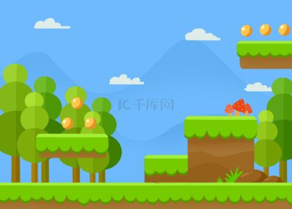 卡通游戏树木风景背景