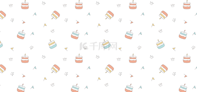 蛋糕背景图片_卡通多彩的生日平铺背景