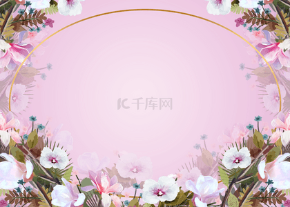 漂亮白色花朵粉色花卉背景图