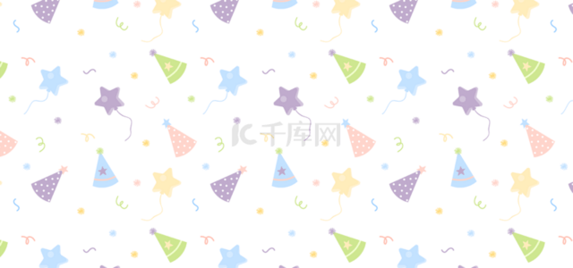 帽子卡通背景图片_多彩的生日平铺背景卡通生日派对