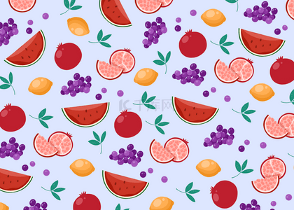 夏季水果平铺紫色背景