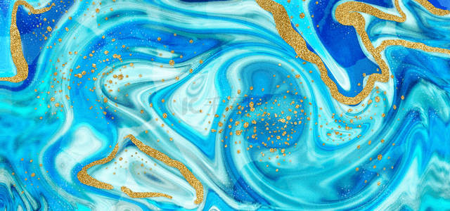 蓝色抽象金沙流动大理石质感背景