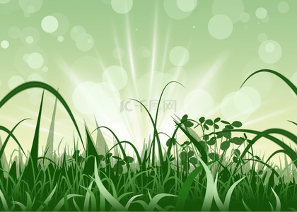 绿色光斑背景背景图片_绿色光斑光芒散射光复活节草地