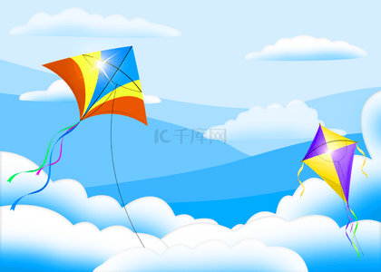 风筝背景图片_多形状的天空风筝飞行背景