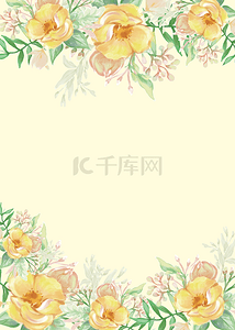 黄色清爽母亲节水彩花卉平铺背景