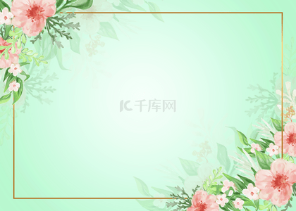 小清新的水彩背景背景图片_玫瑰园点缀的花卉背景框