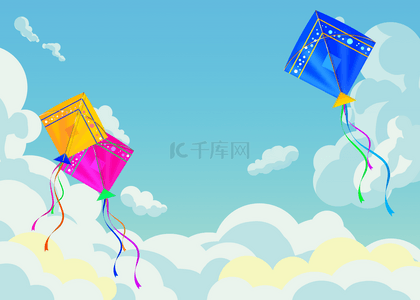 夏季的天空风筝飞行背景