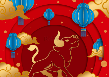 红包背景图片_灯笼新年中国风格金色描边