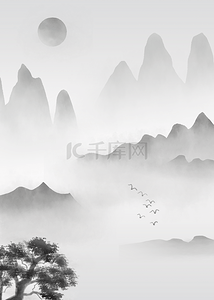 中国风格水彩水墨画背景