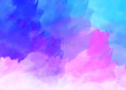 水彩背景图片_蓝紫色水彩笔画叠加彩色背景