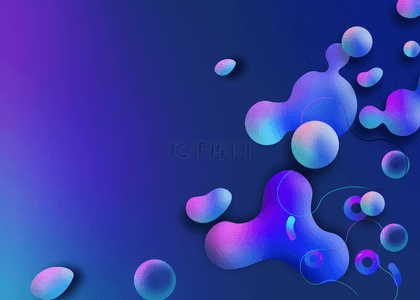 深海泡泡背景图片_蓝紫渐变抽象孟菲斯背景