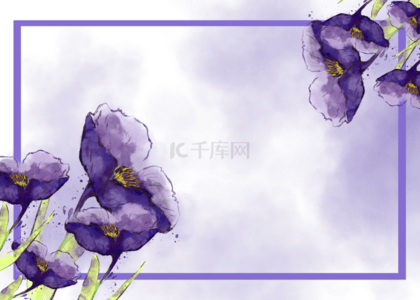 医院背景图片_紫色花卉水彩植物背景