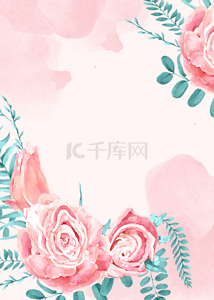 花卉质感水彩简单粉色背景