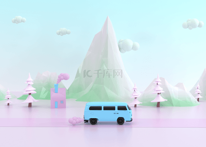 卡通雪山背景3d渲染