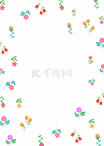 红色卡通花朵背景图片_浅色可爱彩色花卉背景