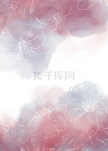 红色可爱龙海报背景图片_棕红色花瓣婚礼水彩花卉背景
