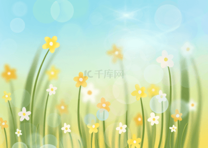 春天阳光下花丛背景