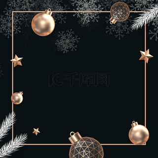 圣诞节金色彩球挂饰背景框