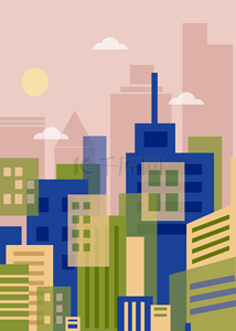 城市商业建筑背景插画