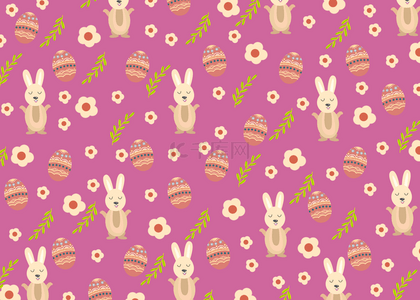 玫粉色卡通复活节兔子背景