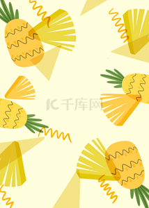 黄色水彩菠萝水果背景