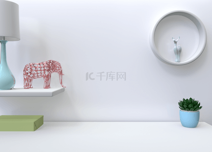办公室绿植盆栽背景图片_3d家居办公虚拟背景小红象