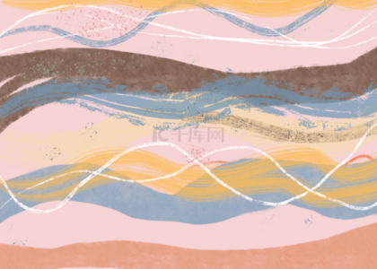 粉色波浪笔画抽象图案