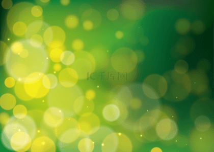 绿色主题模糊的黄色圆点光效背景