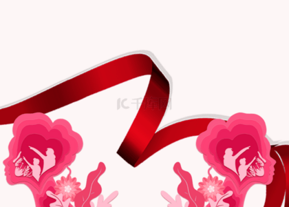 丝带质感红色母亲节背景