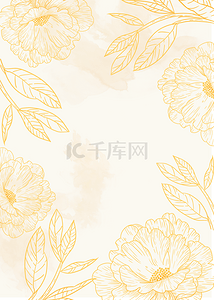 金色复古框背景图片_金色唯美花朵复古金线背景金箔