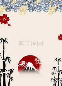 手绘富士山背景图片_手绘卡通竹子和富士山剪贴画