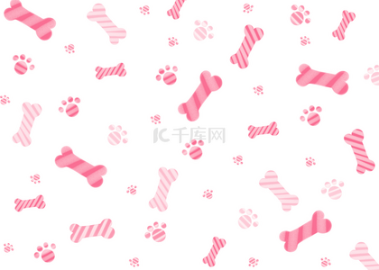可爱的狗狗平铺背景粉色线条