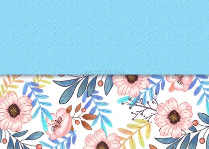 蓝色清爽彩色花卉卡片背景