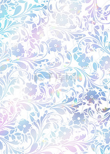 蓝白背景背景图片_蓝白紫色鲜花图案全息色无缝隙背景